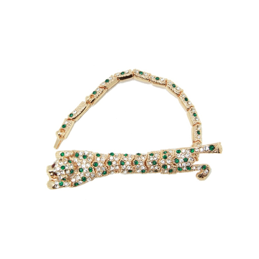 Beautiful Green Crystal Leopard Bracelet-J059